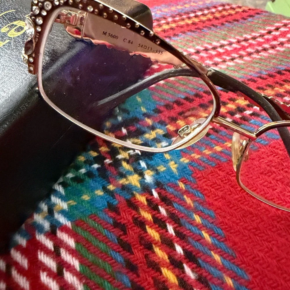 Champagne Women's Rhinestone Embellished Eyeglass Frames - Rose Gold